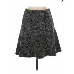 Loft Ann Taylor Herringbone Mini Skirt Black White Chevron A-Line Size XL NWT